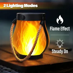 Solar-Flammen-Seil-Laterne Typ-C Schnellaufladung Wasserdichte Hängelampe mit Flackernder 3D-Flamme für Garten Terrasse Camping Dekoration