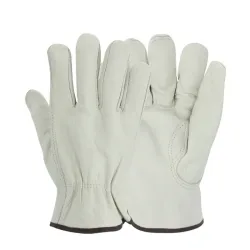 Weiße Rindsleder-Sicherheitsarbeitshandschuhe, Weiche Atmungsaktive Robuste Handschuhe für Fahren, Bauarbeiten, Gartenarbeit