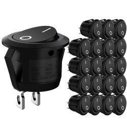 20 Stück 10 Stück Wippschalter Schwarz Ein Aus 2 Pin Mini Runder Kippschalter 3A 250V 6A 125V 15MM Kreisschalter für Wohnmobil Auto LKW Boot