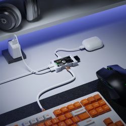 HMLAB ZNEO Gaming-USB-Hub ? 2-zu-3-Anschluss, 8K Hz, unabhängige Stromversorgung, mit Bildschirm, trendig für Gaming-Sfeer-Schreibtisch-Setup