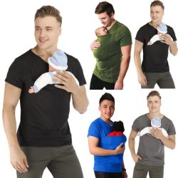 Sicherheits-Kängurutaschen-T-Shirt Babytrage Schwangerschaftskleidung Sommer Kurzarm Mutter-Vater-Oberteil zum Stillen Big Daddy Shirt