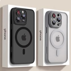 Luxuriöse Matte Armor für Magsafe, magnetische kabellose Ladehülle für iPhone 11, 12, 13, 14, 15, 16, 17, Air Pro Max Plus, stoßfeste Abdeckung