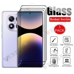 3 Stück Panzerglas für Redmi Note 14 15 / Note 14 15 Pro / Note 14 15 Pro Plus Gebogener Vollschutz-Bildschirmschutz
