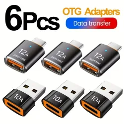 12A USB 3.0 zu Typ-C Adapter LED OTG USB-C Stecker auf USB-A Buchse Anschluss für iPhone 15 Tablet Notebook Android-Handys Adapter