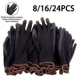 8/16/24PCS PU Beschichtung Handschuhe Anti-Rutsch Verschleiß-Beständig Nylon PU Handschuhe Langlebig Gartenarbeit Maschinen Automotive Reparatur Werkzeuge
