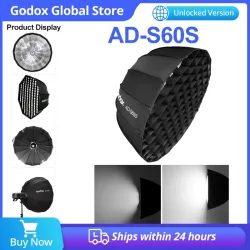 Godox AD-S60S 60 cm silberne, tiefe Parabol-Softbox mit Wabengitter, Godox-Montage-Softbox für AD300PRO AD400PRO ML60