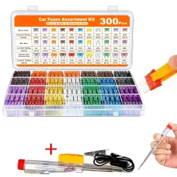 300-teiliges CarFuse-Sortiment-Set, Mini-Standard-Mikrosicherungen, 160 x Mini 90 x Standard 50 x Micro mit Extraktionswerkzeug, Aluminium, gemischte Farben