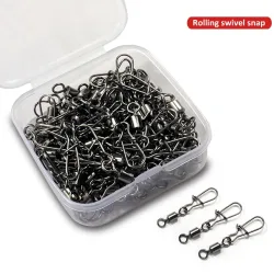 100 teile/schachtel Schwenk Snap Pin Rolling Ring Angelgerät Box Schnalle Haken Kit Draht Stecker Drehen Lager Pesca 35 -100 stücke Getriebe