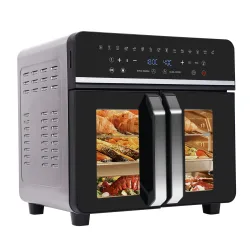 Heißluftfritteuse mit zwei Zonen, 23 l Heißluftfritteuse, XXL-Ofen 2200 W mit LED-Touchscreen, 15 Programme, mit Rezeptbuch