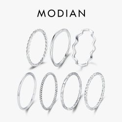 MODIAN 925 Sterling Silber Einfache Mode Stapelbar Ring Klassische Welle Geometrische Exquisite Finger Ringe Für Frauen Partei Schmuck