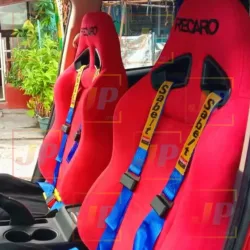JDM Sabelt Racing 4-Punkt-Sicherheitsgurt zum Einrasten ? universeller 2-Zoll-Autosicherheitsgurt, Schraubenbefestigung im Drifting-Stil, Innenzubehör