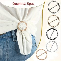 5 stücke Mode Metall Runde Kreis Clip Schnalle Schal T-Shirt Krawatte Clip Brosche Taille Schnalle Vielseitige Kleidung Ring Wrap halter