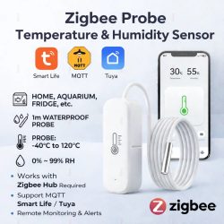 Zigbee Smart Thermometer Hygrometer mit Sonde zur Erkennung von Pool-, Kühlschrank- und Gefrierschrankflüssigkeiten, Temperatursensor für 2MQTT TUYA Smart Life