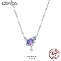 2026 Original 925 Sterling Silber Planeten-Halskette mit Liebesherz und Zirkonia-Einlage, Romantischer Modeschmuck, Partygeschenke für Frauen