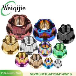 Weiqijie Titanmutter M6 M8 M10 M12 M14 M16 Torx Flanschmutter Sechskant Titanmutter Befestigungselement für Motorrad Auto Fahrrad