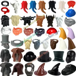 NONE, MOC Hut Bart Figur Zubehör Bausteine Zauberer Hut Santa Claus Bart Schal Maske Anzug Krawatte Montage Ziegel Spielzeug Geschenk T02
