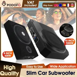 Podofo 10'' 1000W Auto-Subwoofer Audio Hochleistungslautsprecher 90dB Unter-Sitz SLIM Woofer Mit Kabel Betriebener Subwoofer-Gehäuse