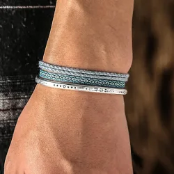 Glückliches gewebtes Seil, handgefertigte Armbänder für Damen und Herren, einfacher Armreif aus 925er tibetischem Silber, verstellbar, 3 Stück, Charm, böhmische Stile, Geschenk