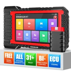 KINGBOLEN K7 OBD2 Scanner Kostenlose Updates, Vollsystem-Diagnosegerät mit 31+ Rücksetzfunktionen, ECU-Codierung Bidirektionale Scan-Funktion, CANFD FCA