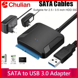 SATA zu USB 3.0 Adapterkabel 12V Netzteil Inklusive SATA III Festplatten-Konverter UASP-Unterstützung für 3,5/2,5 Zoll SSD HDD