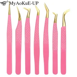 1pc Edelstahl Wimpern Pinzette Augenbraue Clip Anti-statische Nicht-slip Textur Rosa Augenbraue Pinzette Lash Verlängerung make-up-Tool