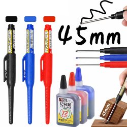 1?6 Stück, 45 mm, wasserdicht, lange Kopfspitze, Tiefloch-Marker, Fliesen-Tischler-Stift, Mehrzweck für die Holzbearbeitung, schwarze/blaue/rote Tinte
