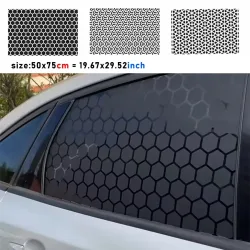 Auto-Seitenfenster-Wabenmuster-Aufkleber in Mattschwarz für dreieckige Fensterdekoration, Vinyl-Aufkleber, universell für alle Fahrzeugzubehörteile