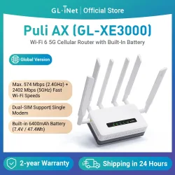 GL.iNet GL-XE3000 (Puli AX) WLAN 6 5G Mobilfunk-Router mit Akku