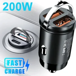 100W/200W QC3.0 PD Mini-Autoladegerät 12-24V Zigarettenanzünder Schnellladegerät USB Typ C für Xiaomi Samsung Huawei iPhone