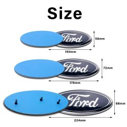 Für Ford Auto Vorderes Motorhauben-Emblem Hinteres Kofferraum-Abzeichen Vorderer Kühlergrill-Aufkleber Mustang Focus Transit Ecosport Edge Fiesta Mk7 Escape Mondeo