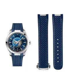 Gummi-Silikon-Uhrenarmband für Omega Seamaster 300 AT150 Aqua Terra Ultra Light 8900 Stahlschnalle, blaue Armband-Armbänder, 20 mm