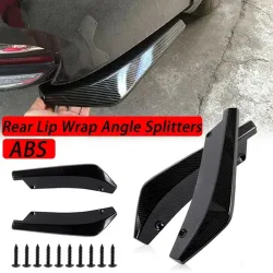 2 stücke Universal Auto Hinten Lip Diffusor Splitter Spoiler Scratch Protector Schwarz Carbon Fiber Hinten Lip Wrap Winkel Splitter