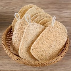 6 Stück natürliche Luffa-Peeling-Schwämme ? sanfter Körperwäscher für Dusche und Bad, Reinigungspads aus Bambusfaser