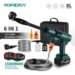YOFIDRA 200Bar Bürstenlose Elektrische Hochdruck Wasser Spritzpistole 3500W 6IN1 Auto Sauber Waschmaschine Garten Werkzeug Für makita Batterie Pin