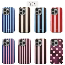 Luxuriöse Y2K Bunte Streifen Handyhülle für iPhone 17 16e 16 15 14 13 12 11 X XS XR XSMAX 7 8 Air Pro Max Plus Doppelschichtig