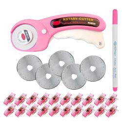45 mm rosa Patchwork-Rotationsschneider ? farbiger Nähclip ? farbiger Nähstift, geeignet für Heimwerkerarbeiten, Stoffe, Leder und Steppdecken
