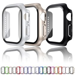 Gehärtetes Glas + Hülle für Apple Watch 38 mm 40 mm 41 mm 42 mm 44 mm 45 mm 46 mm Displayschutzfolie Schutzhülle iWatch 10 8 7 9 6 SE 5