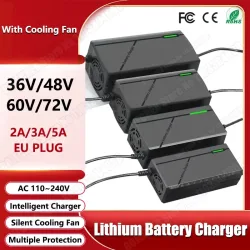 36V 48V 60V 72V Ladegerät 2A 3A 5A 10S 13S 16S 20S Li-Ion Akku 42V 54,6V 67,2V 84V Ebike Intelligente Schnelle Lade EU Stecker