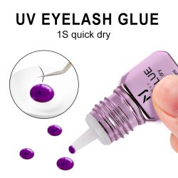 JOMAY UV-Wimpern, klarer Kleber, 4-farbiger Kleber, schnell trocknend, stark, langlebig, wasserfester Kleber, blauer Wimpern-Cluster-Kleber, Make-up