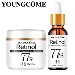 Retinol Straffende Gesichtsserum-Creme-Set, Anti-Aging-Entfernung, Falten, feine Linien, Reparatur der Haut, Aufhellung, Aufhellung, feuchtigkeitsspendend