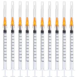 100 Stück 1 ml 1 ml Luer-Lock-Spritze mit Nadel, 25 G, 1 Zoll, steril, einzeln verpackt für industrielle Dosierungen, wissenschaftliche Labore