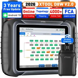 XTOOL D8W Autodiagnosetools Kfz-Scanner Komplettsystem-ECU-Codierung Aktiver Test OBD2-Scanner 42+ Resets CAN FD DOIP FCA