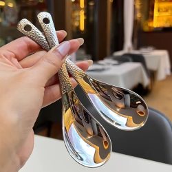 2-teiliges Edelstahl-Löffel-Set ? großes Fassungsvermögen, hochglanzpoliertes Besteck, geeignet für den Einsatz in Desserts, Obst und die Küche zu Hause