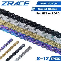 ZRACE Fahrradkette 8 9 10 11 12-Gang MTB Mountain Road Fahrrad, neonähnlich, Silber, Schwarz, Gold, 114/120/126L, OEMed von SUMC