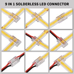 8 stücke LED Stecker Lötfrei 9 in 1 Transparent Anschlüsse DIY L T X Form 15cm Draht Für 2pin 8mm 10mm COB LED Streifen Lichter