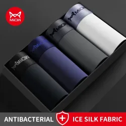 MiiOW 4Pcs Eis Seide Männer Boxer Shorts Graphene Antibakterielle Männer Unterwäsche Mann Unterhose Nahtlose Atmungsaktive Herren Höschen L-5XL
