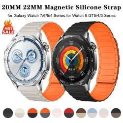 18 mm 20 mm 22 mm Magnetarmband für Samsung Galaxy Watch 7 6 5 4 Classic 5Pro Active Silikonband für Huawei Watch 5 GT5 Pro 46 mm