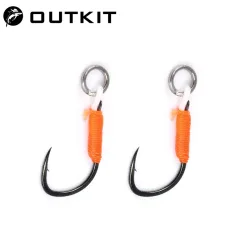 OUTKIT 10 stücke Angeln Locken Hardbait Haken DIY Angeln Cast Jigs Unterstützen Haken Stacheldraht Einzel Jig Haken Pesca High Carbon stahl