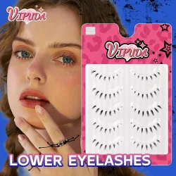 Vipuda Untere Wimpern, 5 Paar, transparentes Band, untere Wimpern, natürlich, dünn, handgefertigt, Unterwimpernverlängerungen, weiche künstliche Wimpern