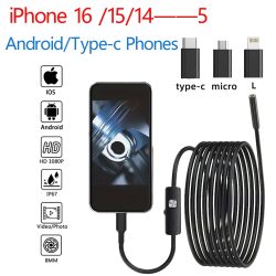 HD1920P Endoskop Inspektion Kamera Typ-C Mini Inspektion Kamera IP67 Auto Kanalisation Pipeline Endoskop für Android IOS iphone